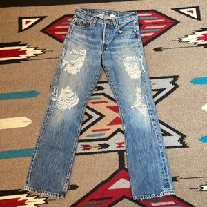 LEVI’S 501, destructed vintage jeans, size 26-27